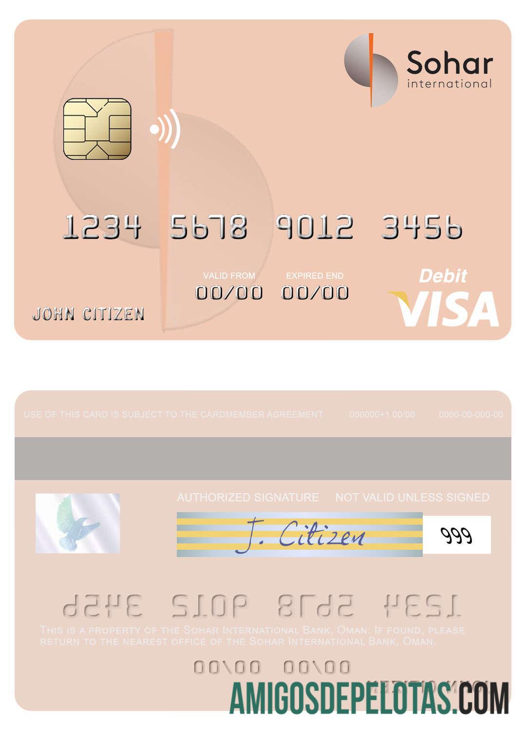 Oman Sohar International Bank Visa Debit Card template